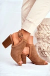 Botki Damskie Ażurowe Peep Toe Camel Paradise