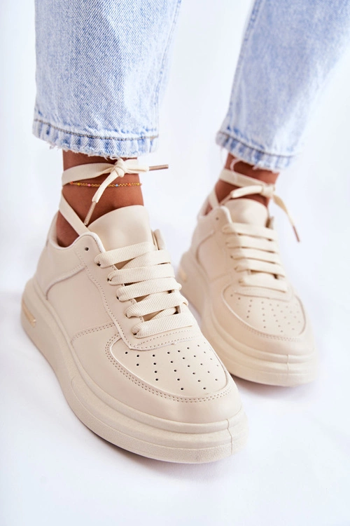 Klasyczne Skórzane Buty Sportowe Beżowe Jennys