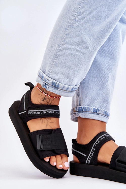 Damskie Sandały Na Rzepy Big Star LL274784 Czarne
