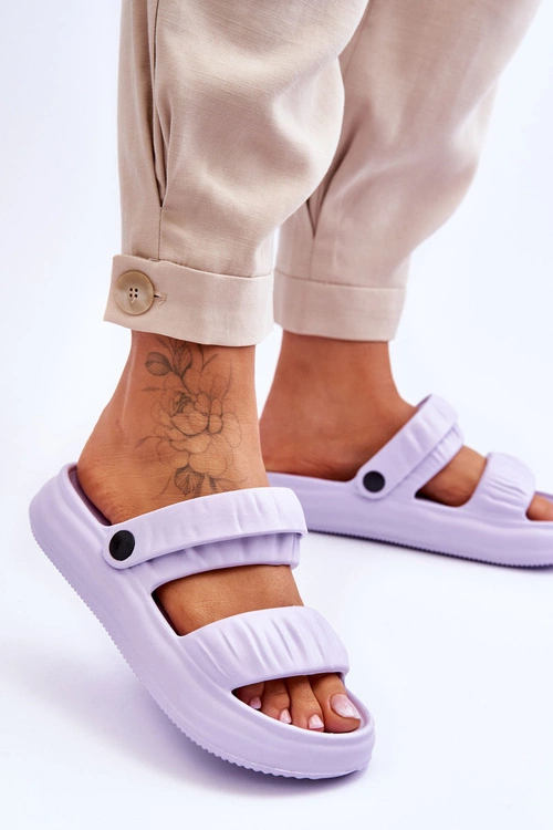 Piankowe Klapki Sandałki Fioletowe Lirell