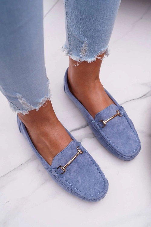 Mokasyny Damskie Niebieskie Zamszowe Sonnero