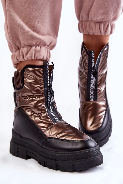 Damskie Wygodne Śniegowce Brązowo-Czarne Elodia