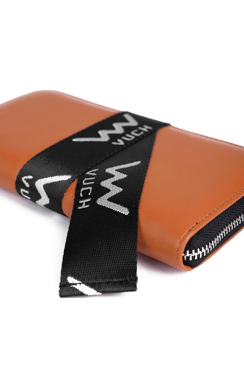 Skórzany Portfel Na Suwak Brązowy Mille