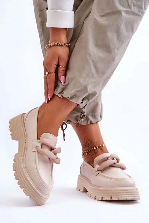 Skórzane Mokasyny Półbuty Big Star LL274581 Beżowe