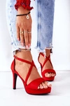 Zamszowe Sandały Na Szpilce Czerwone Lizzy
