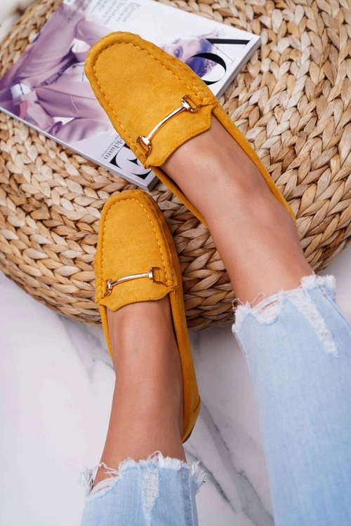 Mokasyny Damskie Żółte Zamszowe Sonnero