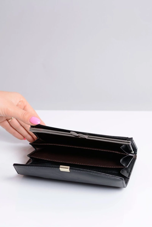 Duży Damski Czarny Portfel