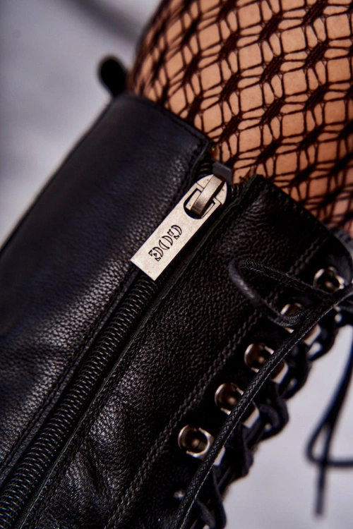 Skórzane Ocieplane Botki GOE KK2N4013 Czarne