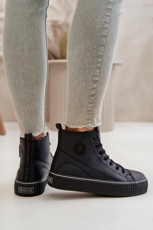 Damskie Ocieplane Trampki Z Eko Skóry Big Star OO274790 Czarne