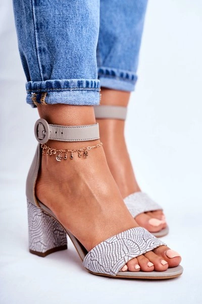 Damskie Sandały Maciejka Skórzane Szare 04235-03/00-5