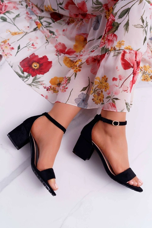 Sandały Damskie Na Słupku Czarne Zephira
