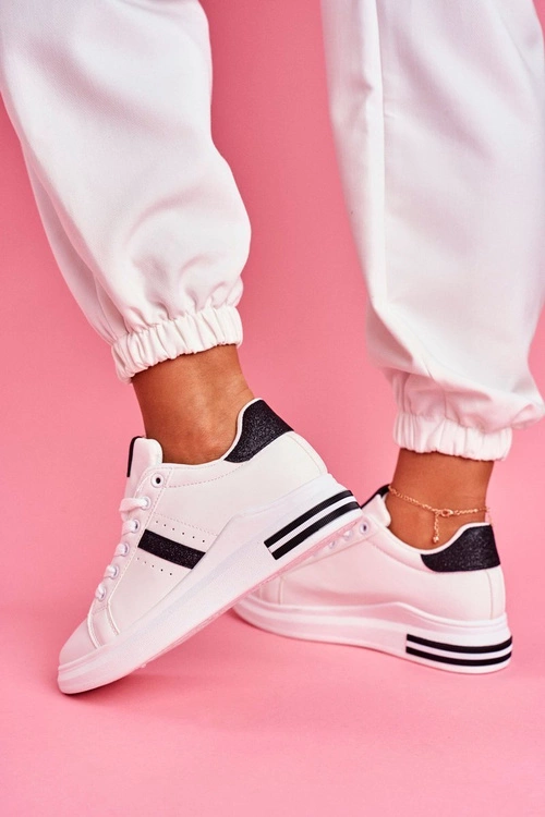 Sportowe Damskie Buty Czarny Brokat Białe Berge