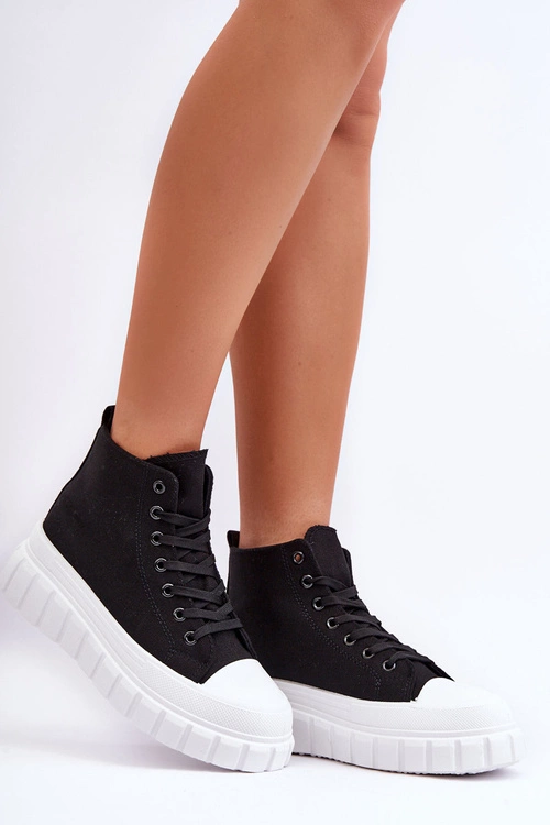 Damskie Wysokie Trampki Czarne Avis