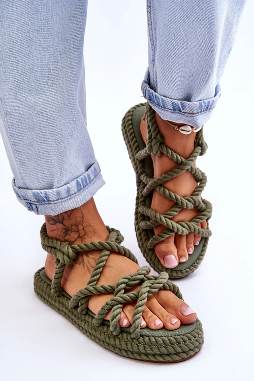 Damskie Modne Plecione Sandały Zielone Tiffanie