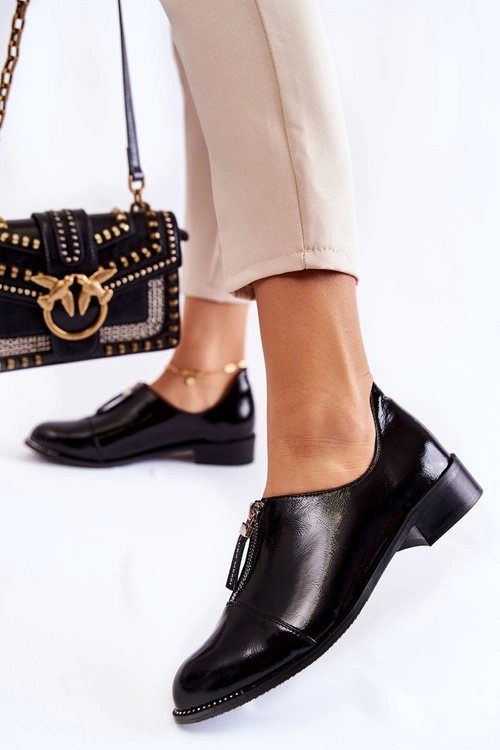 Lakierowane Modne Półbuty Laura Messi 2532 Czarne