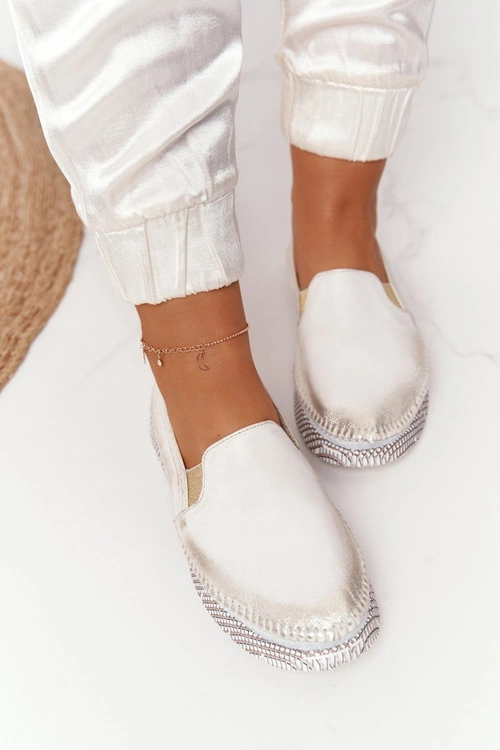 Damskie Półbuty Maciejka Wsuwane Skórzane Złote 03512-25