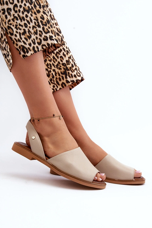 Zazoo 40327 Skórzane Wsuwane Sandały Beżowe