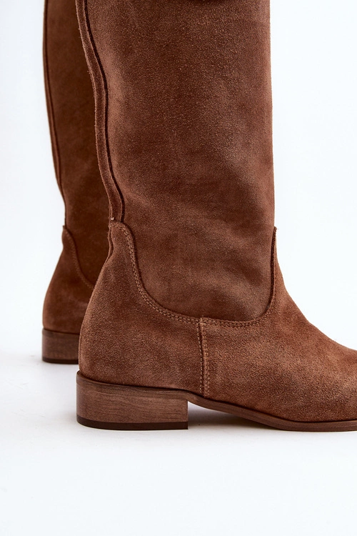 Zazoo 3367 Zamszowe Kozaki Damskie Przed Kolano Brązowe