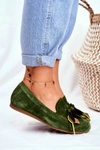 Damskie Mokasyny Maciejka Skórzane Zielone 04494-09/00-5