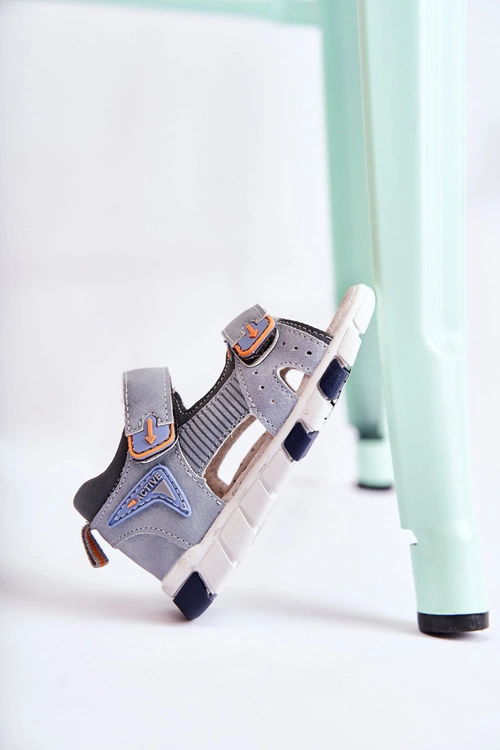 Dziecięce Wygodne Sandałki Szare Samell