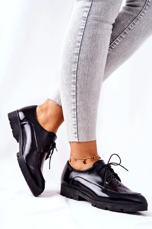 Skórzane Półbuty Monnari M73/1 Czarne