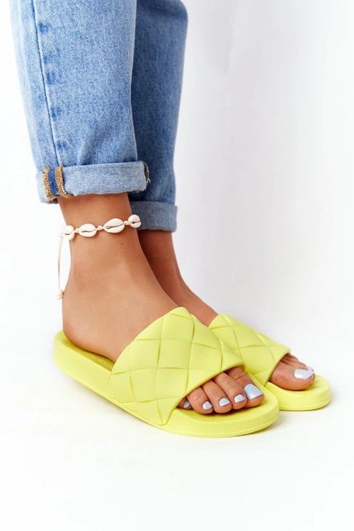 Gumowe Klapki Damskie Neonowe Żółte Let's Swim