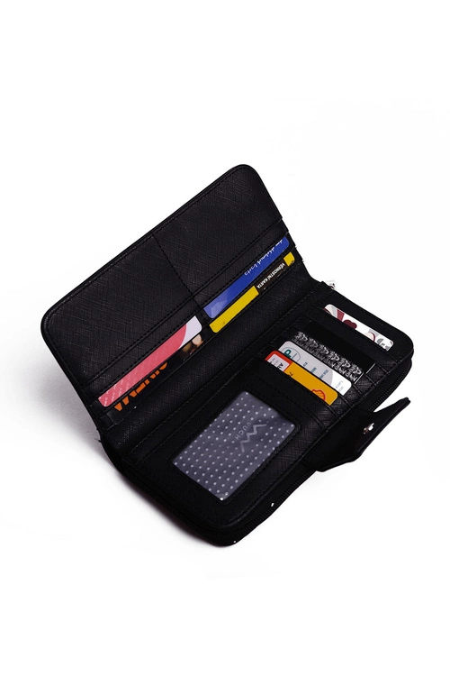 Duży Portfel Damski Na Suwak Czarny Huntress