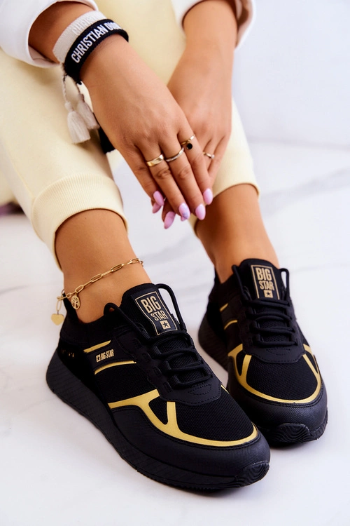 Damskie Sneakersy Big Star JJ274A195 Czarno-Złote