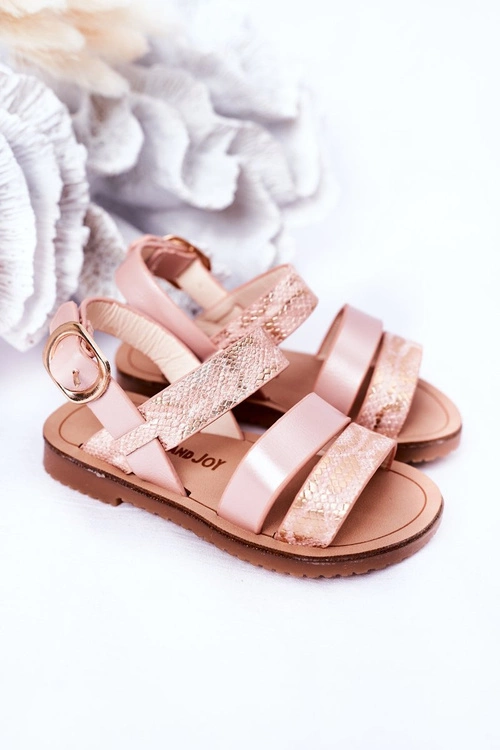 Dziecięce Błyszczące Sandały Wężowy Wzór Różowe Natalie