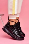 Sportowe Damskie Buty Sneakersy Lakierowane Czarne Meff