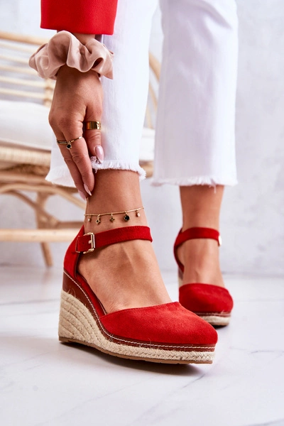 Damskie Espadryle Na Koturnie Czerwone Tamarill