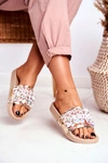 Damskie Klapki Lu Boo Kryształki Beżowe Bobbi