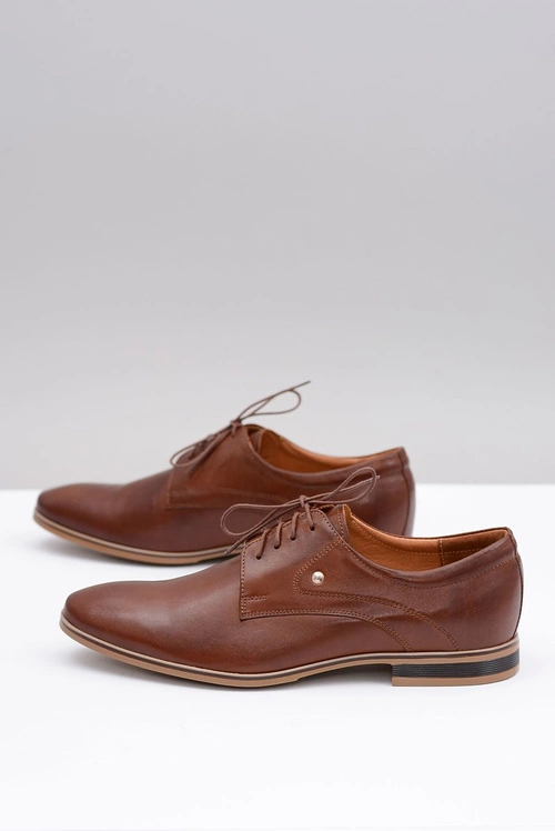 Brązowe Eleganckie Skórzane Półbuty Refugio