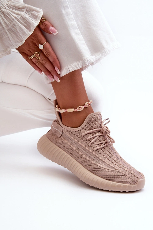 Materiałowe Wsuwane Buty Sportowe Damskie Różowe Nelmarie