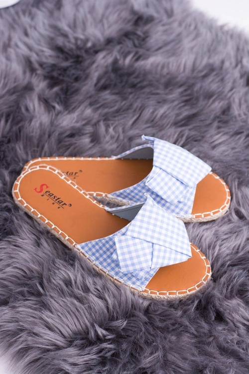 Damskie Klapki Z Kokardkami Pin-up Girl Błękitne