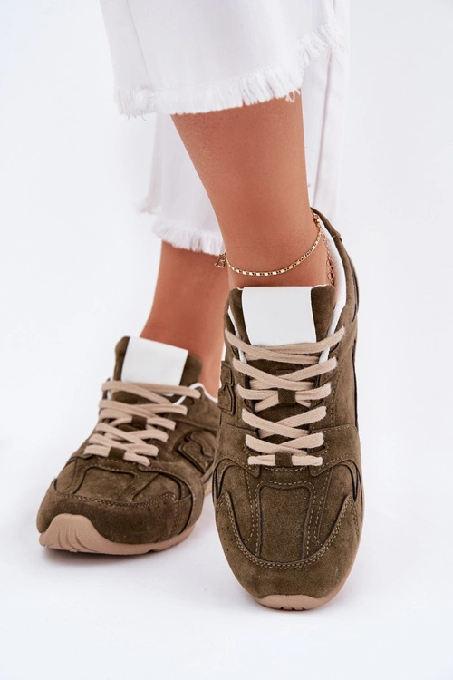 Buty Sportowe Damskie Z Eko Zamszu Ciemnozielone Dorella 