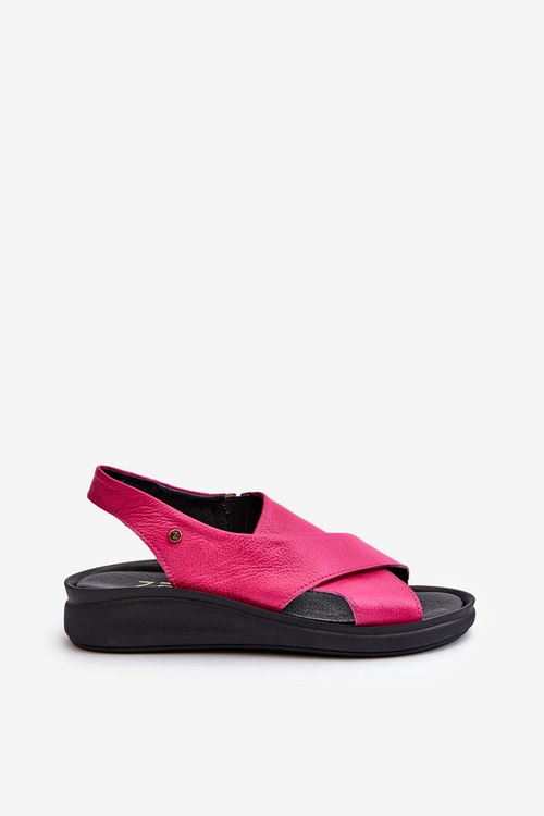 Zazoo 40392 Skórzane Sandały Damskie Fuksja