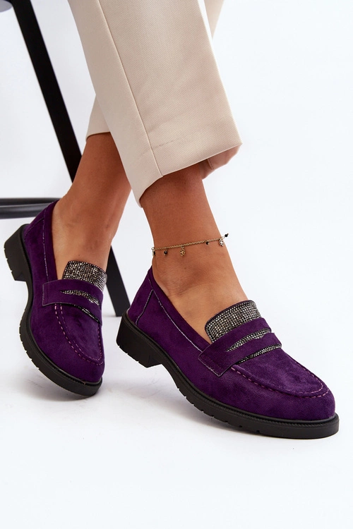 Damskie Zdobione Mokasyny Fioletowe Dananei