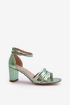 Sandały Na Słupku Z Paseczkami Zielone Enitia