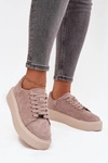 Zamszowe Sneakersy Damskie Na Platformie Vinceza 79578 Beżowe