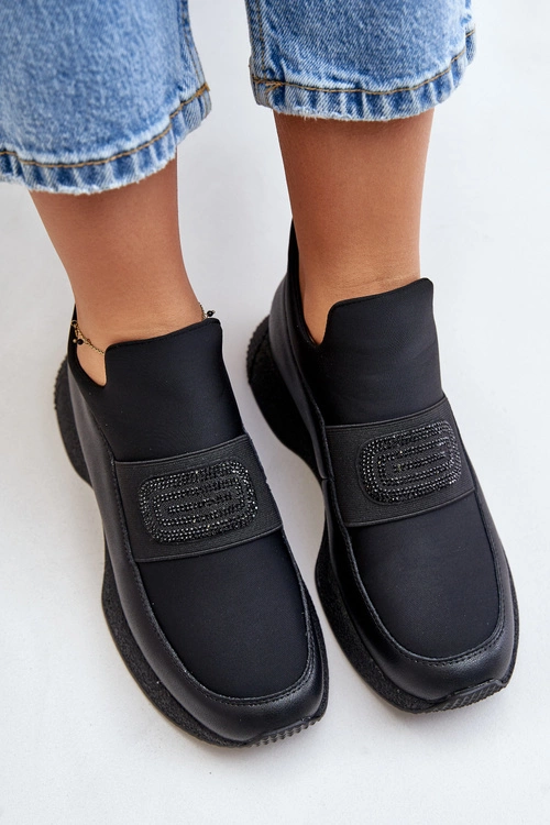 Buty Sportowe Na Platformie Skórzane Czarne Artiker 55C0035