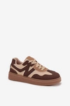Sneakersy Damskie Niskie Eko Skórzane Brązowe Givelle