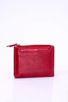 Mały Portfel Damski Czerwony Złoty Zamek