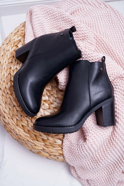 Botki Damskie Na Obcasie Czarne Serrena