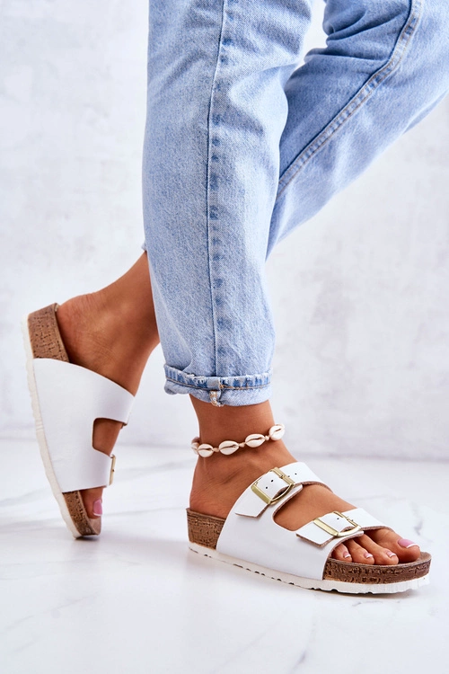 Damskie Klapki Sprzączki Inblu NM000028 Białe