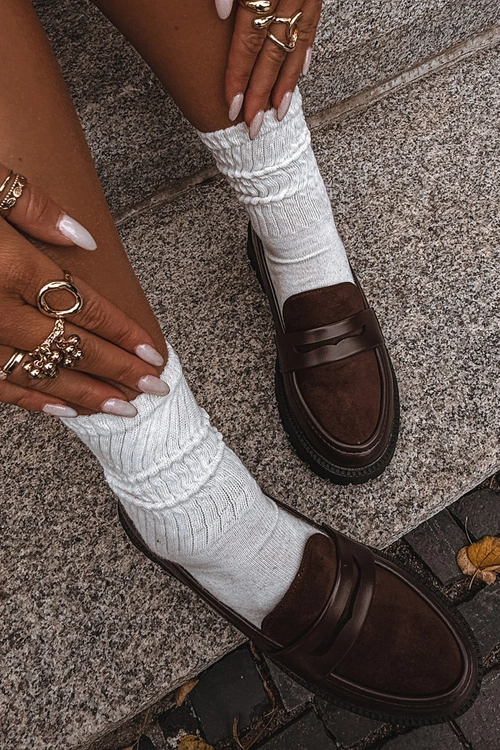 Mokasyny Damskie Z Eko Skóry Czekoladowe Cailen