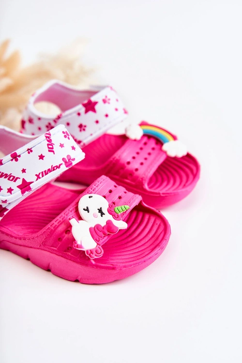 Dziecięce Lekkie Sandały Z Ozdobami Ciemnoróżowe Trusty