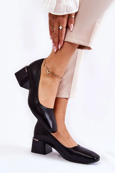 Skórzane Czółenka La.Fi 230034B-QN Czarne