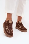 Niskie Sneakersy Damskie Brązowe Brenelle