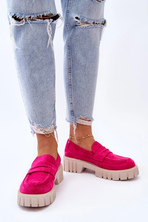 Damskie Zamszowe Wsuwane Półbuty Fuksja Fiorell